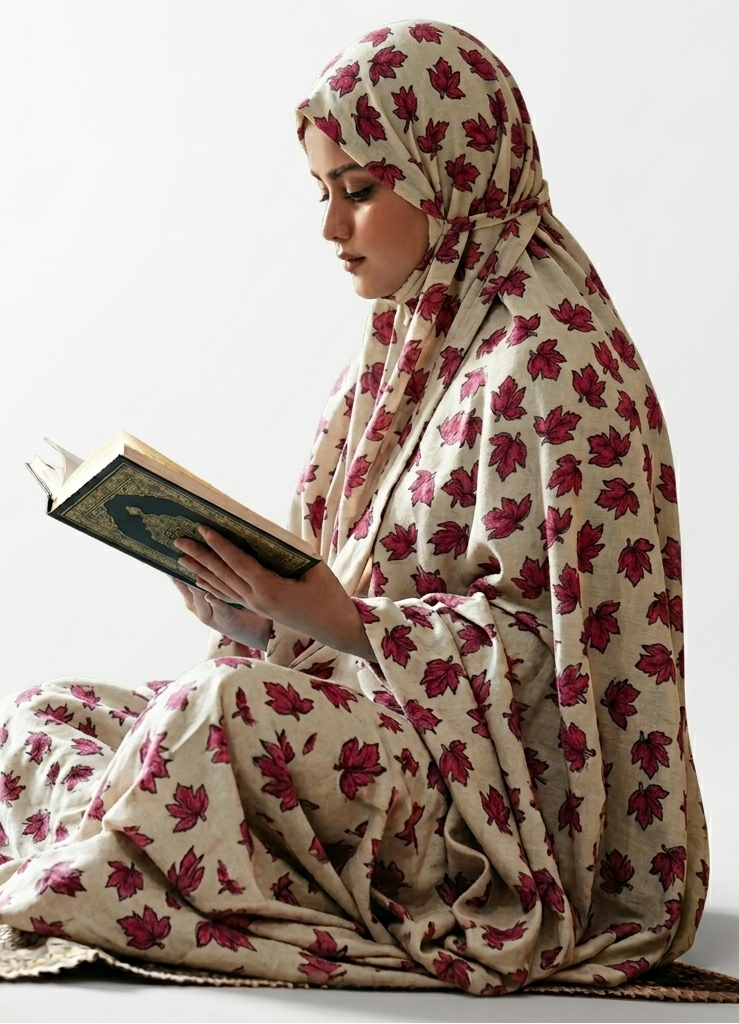 Stitch Namaz Chadar with Sleeves – Breathable Swiss Cotton