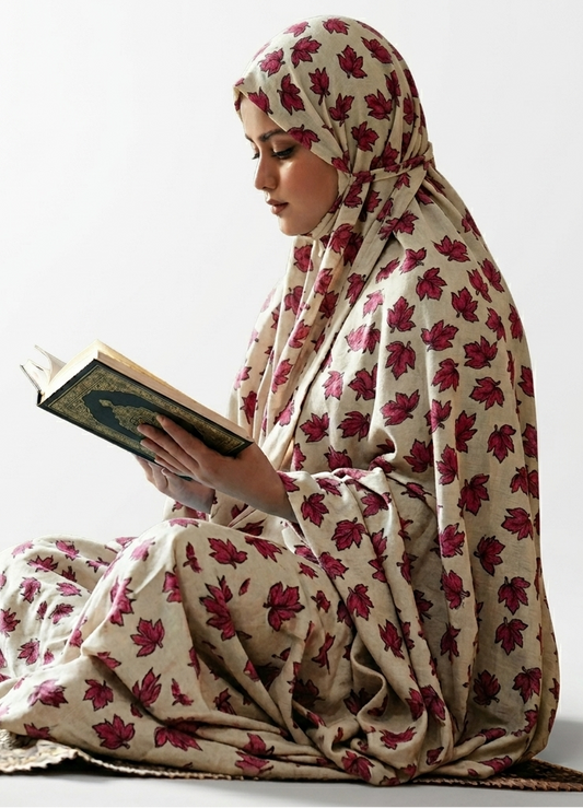 Stitch Namaz Chadar with Sleeves – Breathable Swiss Cotton