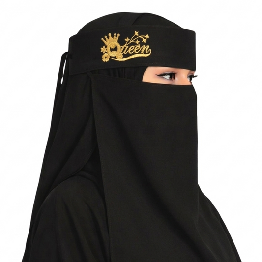 Queen Text Embroidered Saudi Hijab Patti